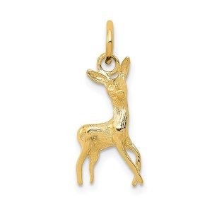 14k Yellow Gold Fine Jewelry Polished Open-Backed Deer Necklace Charm Pendant